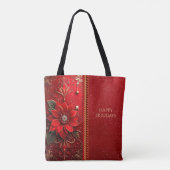 Rote Blumen-Feiertags-Tasche Tasche (Rückseite)