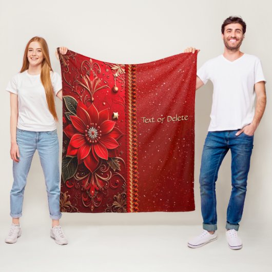 Rote Blumen-Fleece-Decke Fleecedecke (Beispiel)