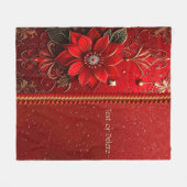 Rote Blumen-Fleece-Decke Fleecedecke (Vorderseite (Horizontal))