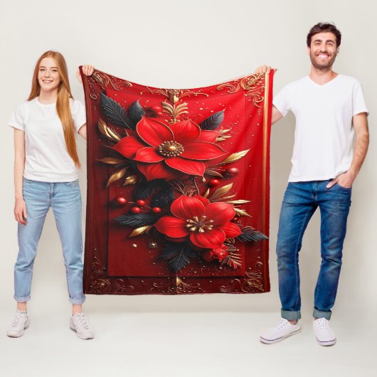 Rote Blumen Fleece-Decke Fleecedecke (Beispiel)