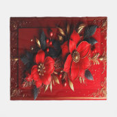 Rote Blumen Fleece-Decke Fleecedecke (Vorderseite (Horizontal))