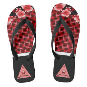Rote Blumen Flip Flops Badesandalen