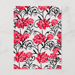 Rote Blumen Florale Illustrationsmuster Design Postkarte