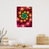 Rote Blumen Fraktal Poster (Küche)
