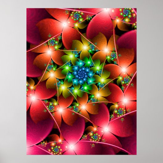 Rote Blumen Fraktal Poster (Vorne)