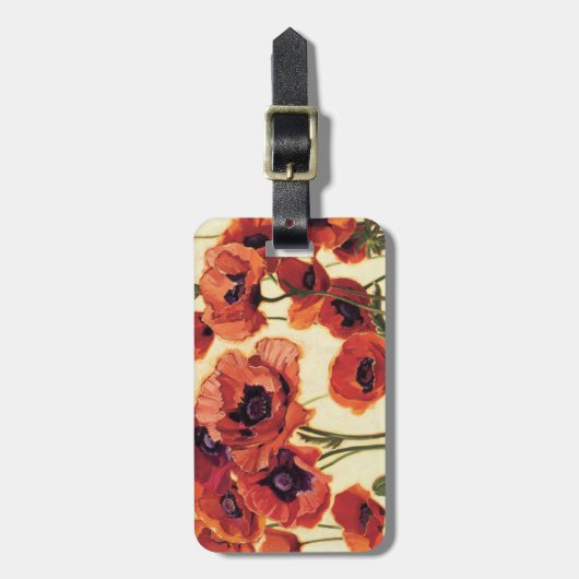 Rote Blumen Gepäckanhänger (Vorderseite vertikal)