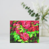 Rote Blumen Grüne Blätter Malerei Postkarte (Stehend Vorderseite)