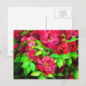 Rote Blumen Grüne Blätter Malerei Postkarte (Vorne/Hinten)