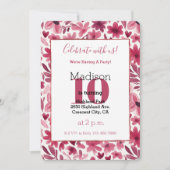 Rote Blumen Herzen Geburtstag Einladung (Vorderseite)