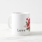 Rote Blumen Herzen Valentinstag Kaffeetasse (Vorderseite Links)