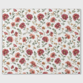 Rote Blumen Hochzeit Geschenkpapier (Flach)