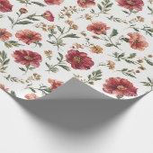 Rote Blumen Hochzeit Geschenkpapier (Ecke)