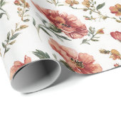 Rote Blumen Hochzeit Geschenkpapier (Rolleneckpunkt)