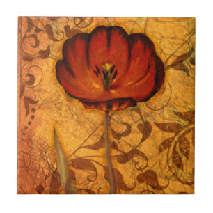 Rote Blumen I Fliese