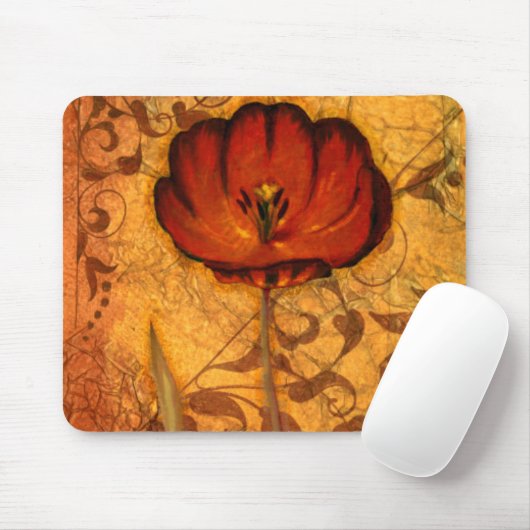 Rote Blumen I Mousepad (Mit Mouse)