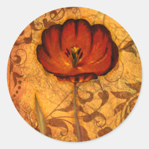 Rote Blumen I Runder Aufkleber