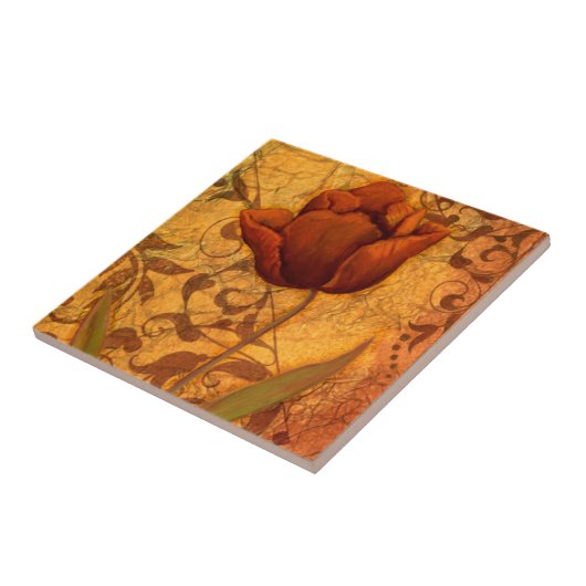 Rote Blumen II Fliese (Seite)