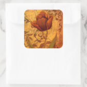 Rote Blumen II Quadratischer Aufkleber (Tasche)