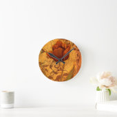 Rote Blumen II Runde Wanduhr (Zuhause)