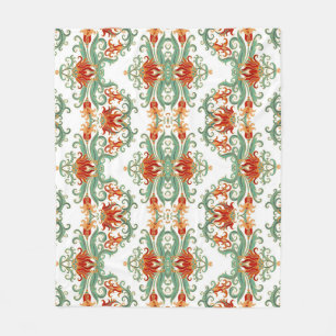 Rote Blumen im chinesischen Stil Ornamental Fleecedecke