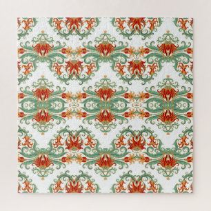 Rote Blumen im chinesischen Stil Ornamental Puzzle
