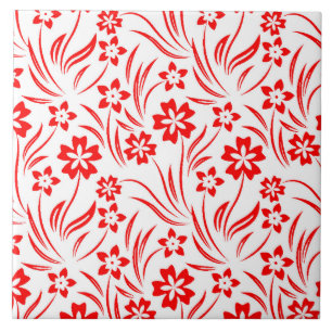 Rote Blumen Keramikfliese