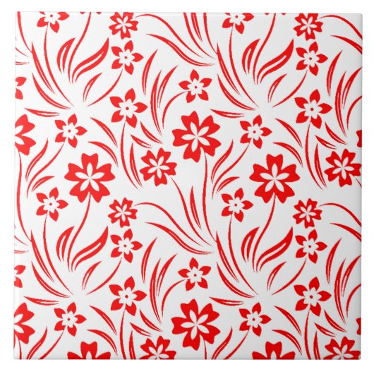 Rote Blumen Keramikfliese (Vorderseite)