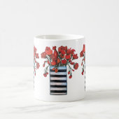 Rote Blumen mit gestreifter Vasen-feiner Kunst Kaffeetasse (Mittel)