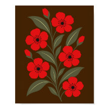 Rote Blumen mit olivgrünen Blättern