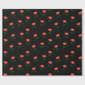 Rote Blumen Mohn Geschenkpapier (Flach)