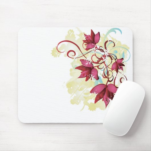 Rote Blumen Mousepad (Mit Mouse)