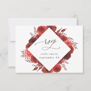Rote Blumen-RSVP-Karte mit Essen 2 RSVP Karte