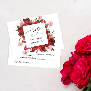 Rote Blumen-RSVP mit Essen RSVP Karte