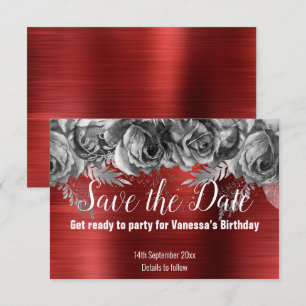 ROTE BLUMEN SAVE THE DATE RSVP KARTE
