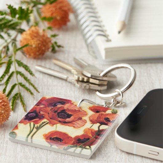 Rote Blumen Schlüsselanhänger (Vorderseite rechts)