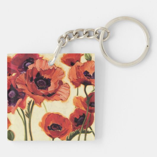 Rote Blumen Schlüsselanhänger (Rückseite)