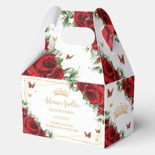 Rote Blumen Schmetterlinge Geburtstag Quinceañera  Geschenkschachtel