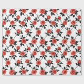 Rote Blumen Schwarze Blätter Geburtstag Geschenkpapier (Flach)