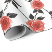 Rote Blumen Schwarze Blätter Geburtstag Geschenkpapier (Rolleneckpunkt)