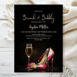 Rote Blumen-Stilettoschuhe Brunch und Bubbly Einladung