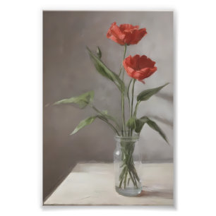 Rote Blumen Stillleben - Zeitlose Florale Schönhei Fotodruck