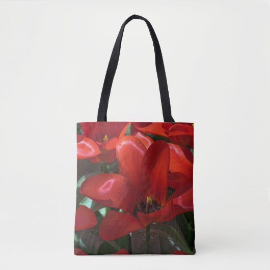 Rote Blumen Taschen-Tasche Tasche (Vorderseite)
