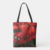 Rote Blumen Taschen-Tasche Tasche (Rückseite)