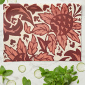 Rote Blumen und Früchte Antik-Muster Geschirrtuch (Gefaltet)