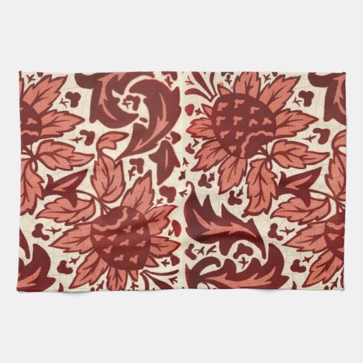 Rote Blumen und Früchte Antik-Muster Geschirrtuch (Horizontal)
