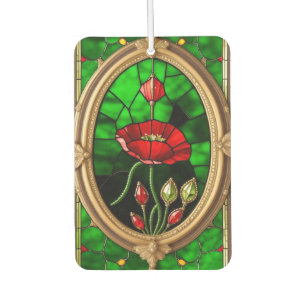 Rote Blumen-Vitrage-Kunst Autolufterfrischer