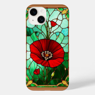 Rote Blumen-Vitrage-Kunst Case-Mate iPhone 14 Hülle