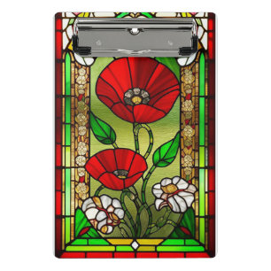 Rote Blumen-Vitrage-Kunst Mini Klemmbrett