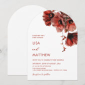 Rote Blumen Weiß Einladung (Vorne/Hinten)