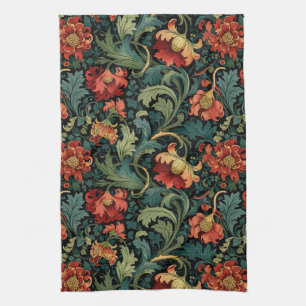 Rote Blumen William Morris Geschirrtuch